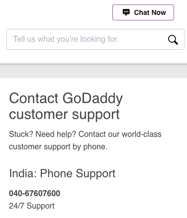 Chat support godaddy Neem contact