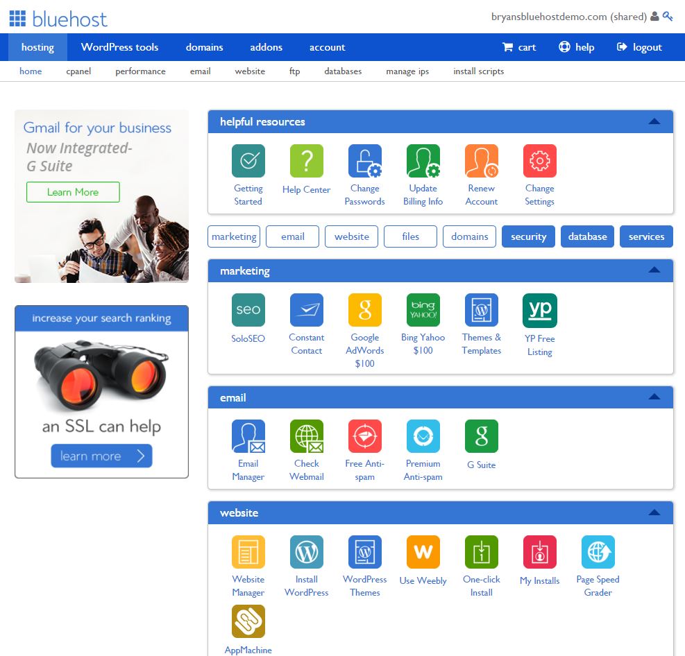 Bluehost cpanel